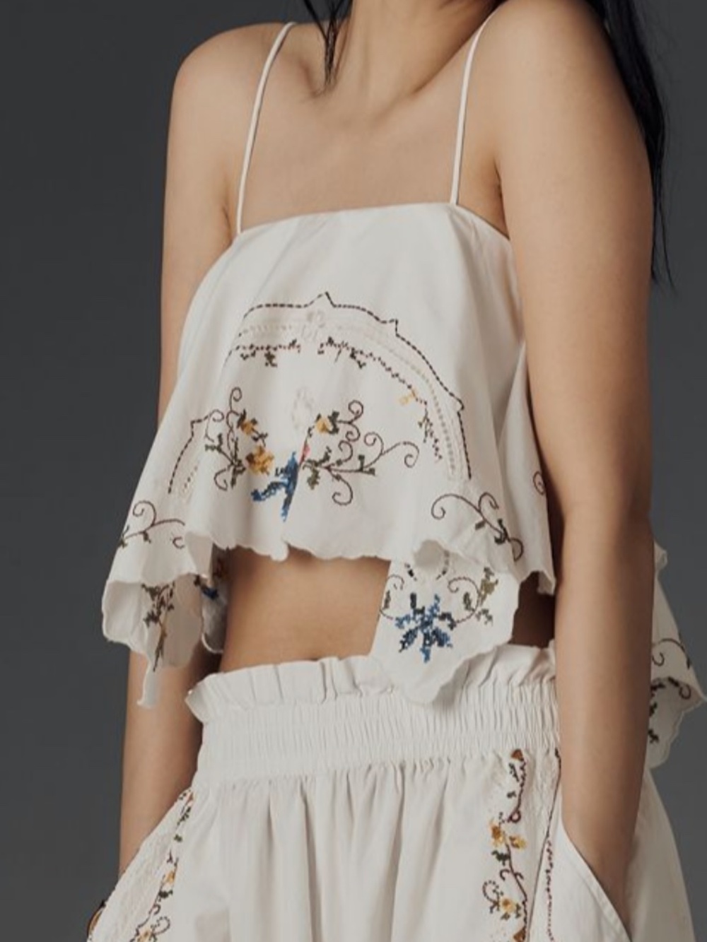 Anthropologie Hanky Crop Cutout Tank